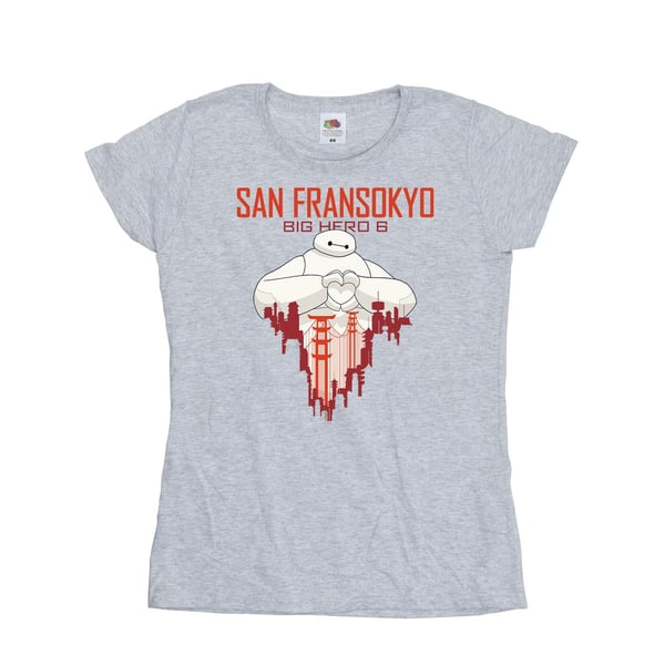 Disney Womens/Ladies Big Hero 6 Baymax San Fransokyo Heart Cotton T-Shirt