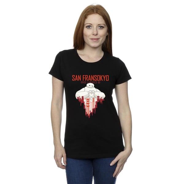 Disney Womens/Ladies Big Hero 6 Baymax San Fransokyo Heart Cotton T-Shirt