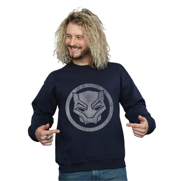 Marvel Mens Black Panther Distressed Icon Sweatshirt