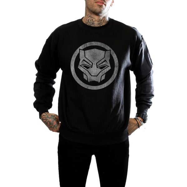 Marvel Mens Black Panther Distressed Icon Sweatshirt