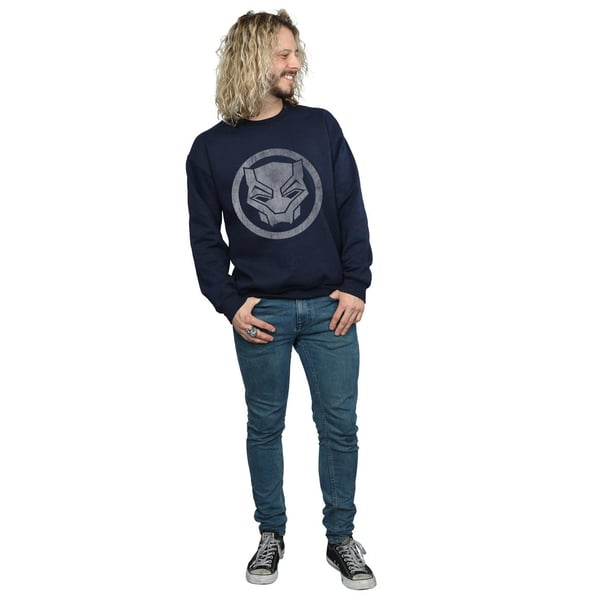 Marvel Mens Black Panther Distressed Icon Sweatshirt