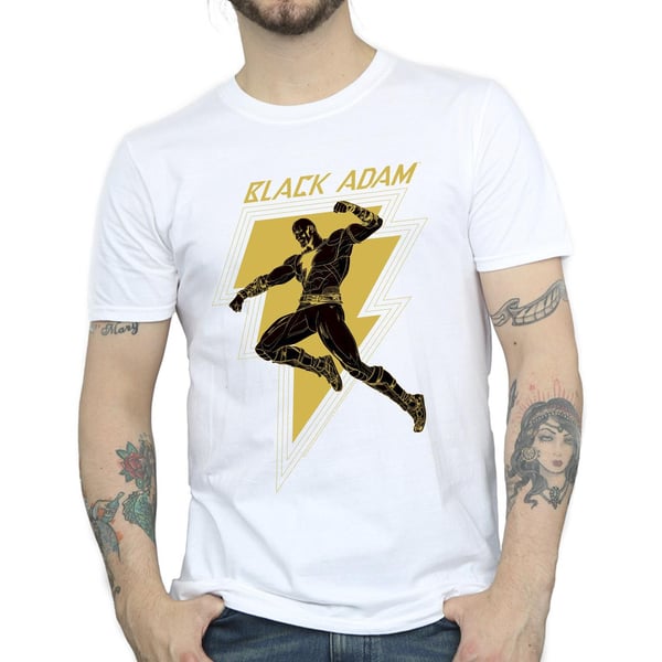 DC Comics Mens Black Adam Golden Bolt Chest T-Shirt