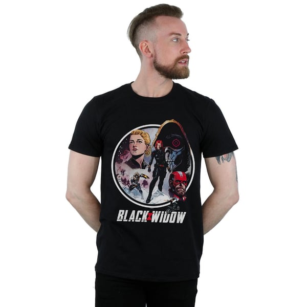 Marvel Mens Black Widow Movie Vintage Circle T-Shirt