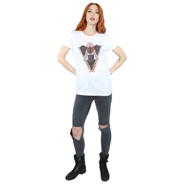 Marvel Womens/Ladies Black Panther Tribal Heads Cotton Boyfriend T-Shirt
