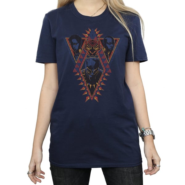 Marvel Womens/Ladies Black Panther Tribal Heads Cotton Boyfriend T-Shirt