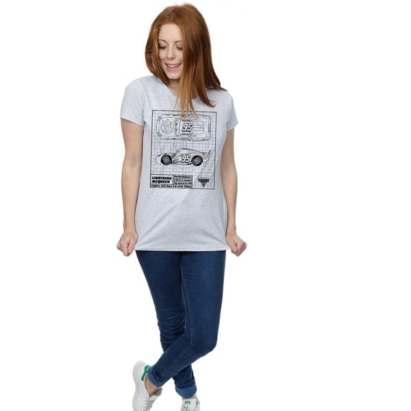 Disney Womens/Ladies Cars Lightning McQueen Blueprint Cotton T-Shirt