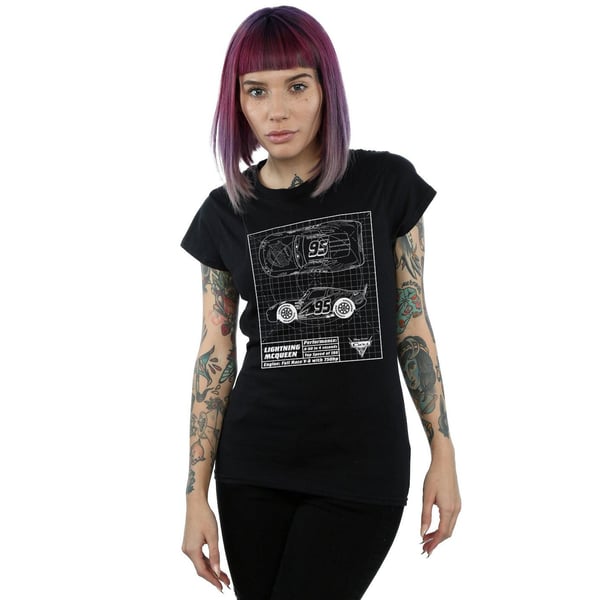 Disney Womens/Ladies Cars Lightning McQueen Blueprint Cotton T-Shirt