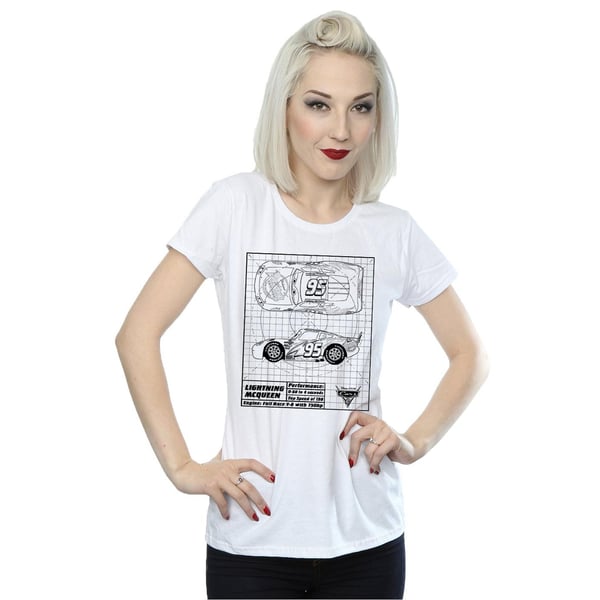 Disney Womens/Ladies Cars Lightning McQueen Blueprint Cotton T-Shirt