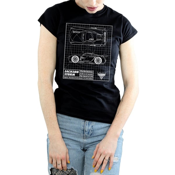 Disney Womens/Ladies Cars Jackson Storm Blueprint Cotton T-Shirt