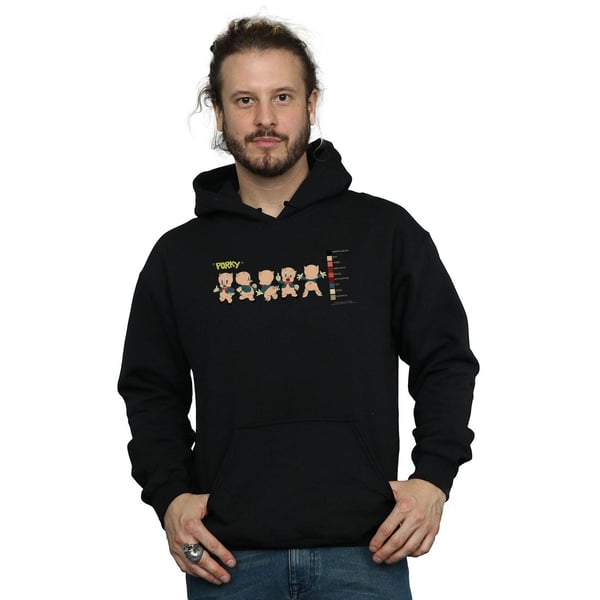 Looney Tunes Mens Porky Pig Colour Code Hoodie