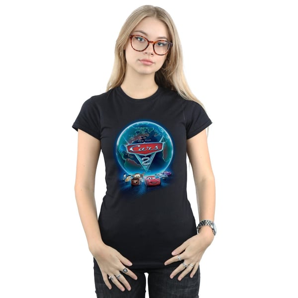 Disney Womens/Ladies Cars Globe Movie Poster Cotton T-Shirt