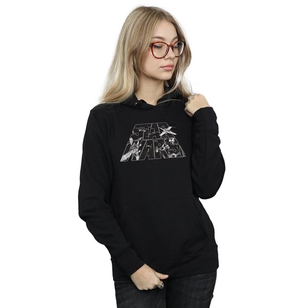 Star Wars Womens/Ladies Logo Space Sketch Hoodie