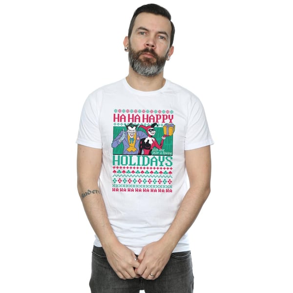 DC Comics Mens Joker And Harley Quinn Ha Ha Happy Holidays T-Shirt
