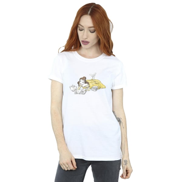 Disney Womens/Ladies Beauty And The Beast Belle Reading Cotton Boyfriend T-Shirt