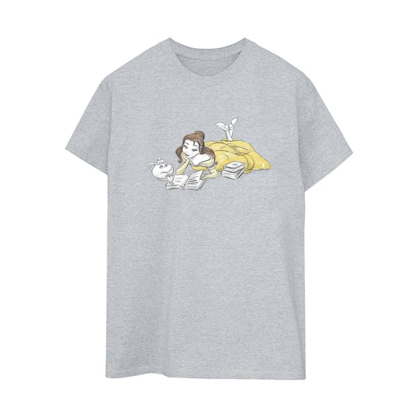 Disney Womens/Ladies Beauty And The Beast Belle Reading Cotton Boyfriend T-Shirt