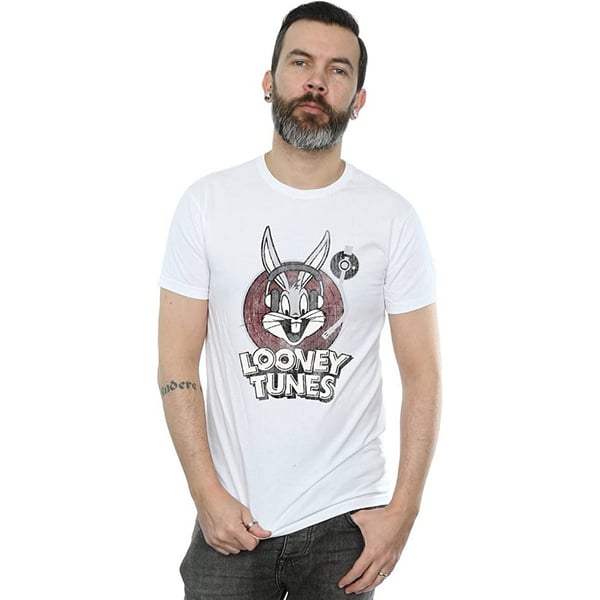 Looney Tunes Mens Bugs Bunny Logo Cotton T-Shirt
