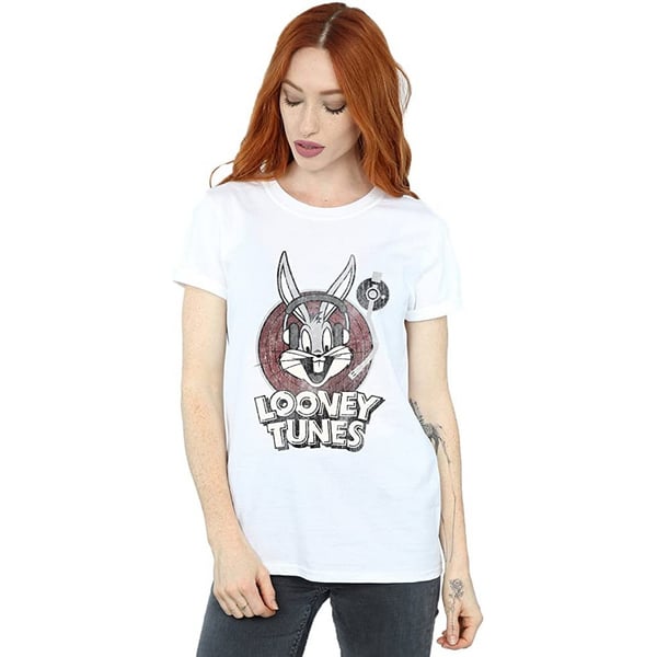 Looney Tunes Womens/Ladies Bugs Bunny Circle Cotton Logo Boyfriend T-Shirt