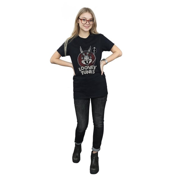 Looney Tunes Womens/Ladies Bugs Bunny Circle Cotton Logo Boyfriend T-Shirt