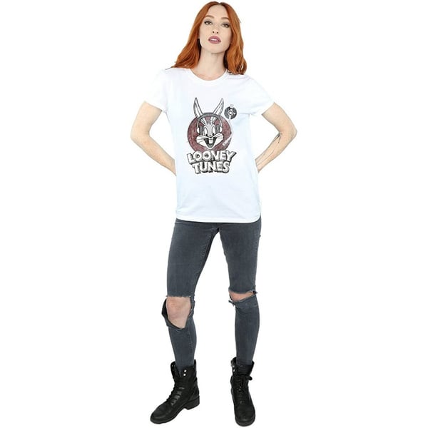 Looney Tunes Womens/Ladies Bugs Bunny Circle Cotton Logo Boyfriend T-Shirt