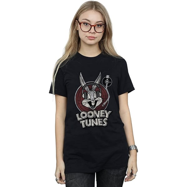 Looney Tunes Womens/Ladies Bugs Bunny Circle Cotton Logo Boyfriend T-Shirt