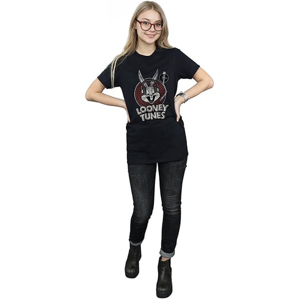 Looney Tunes Womens/Ladies Bugs Bunny Circle Cotton Logo Boyfriend T-Shirt