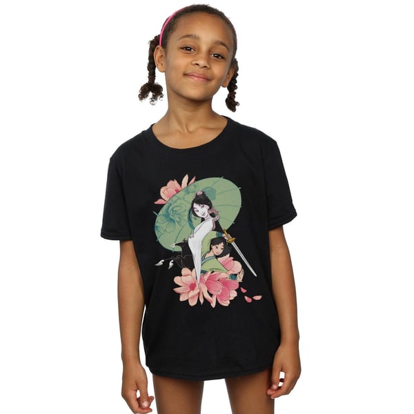 Disney Girls Mulan Magnolia Collage Cotton T-Shirt