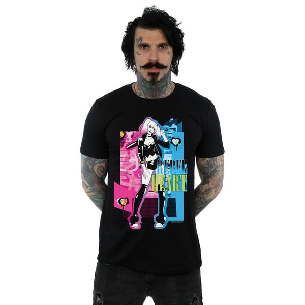 DC Comics Mens Harley Quinn Rebel Heart T-Shirt