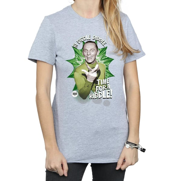 DC Comics Womens/Ladies Batman TV Series The Riddler Time for a Riddle Cotton Boyfriend T-Shirt