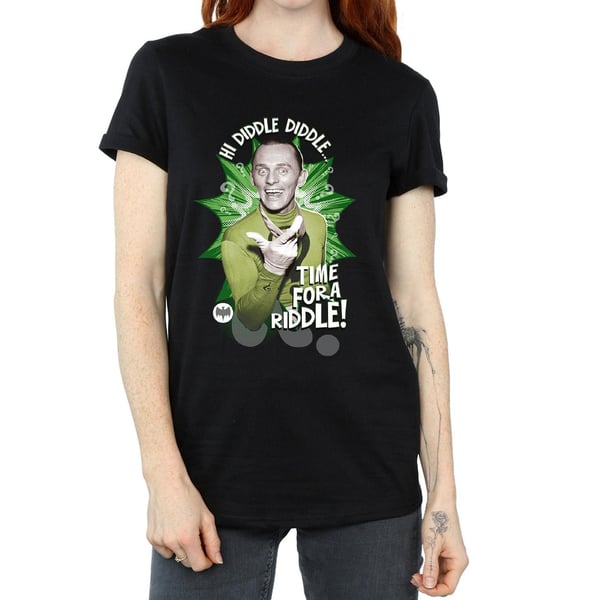 DC Comics Womens/Ladies Batman TV Series The Riddler Time for a Riddle Cotton Boyfriend T-Shirt