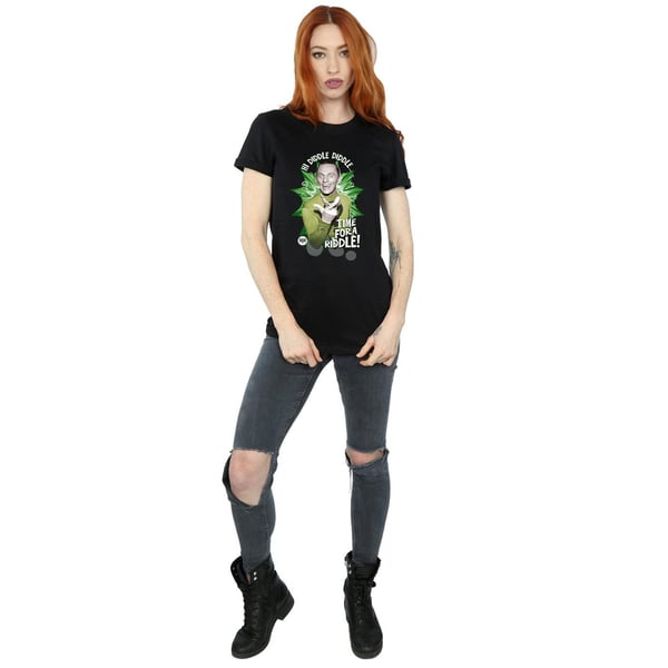 DC Comics Womens/Ladies Batman TV Series The Riddler Time for a Riddle Cotton Boyfriend T-Shirt