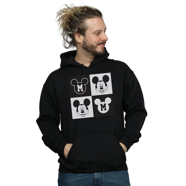 Disney Mens Mickey Mouse Smiling Squares Hoodie