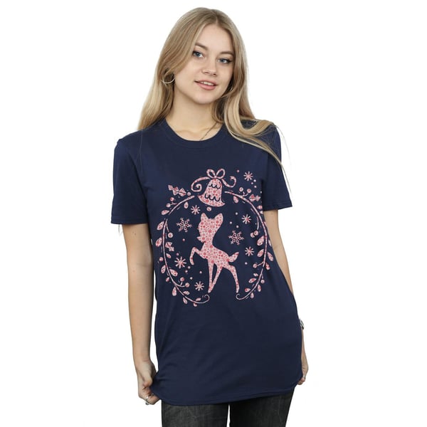 Disney Womens/Ladies Bambi Christmas Wreath Cotton T-Shirt