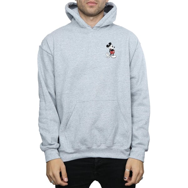 Disney Mens Mickey Mouse Kickin Retro Chest Hoodie