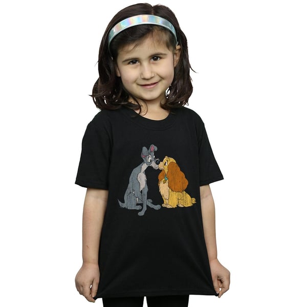 Disney Girls Lady And The Tramp Distressed Kiss Cotton T-Shirt