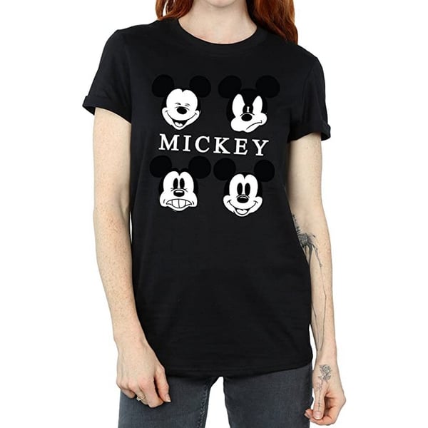 Disney Dam/Dam Mickey Mouse Huvud Bomull Boyfriend T-shirt