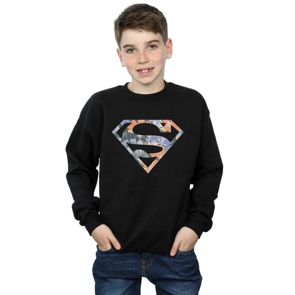 DC Comics Boys Superman Floral Logo 2 Sweatshirt