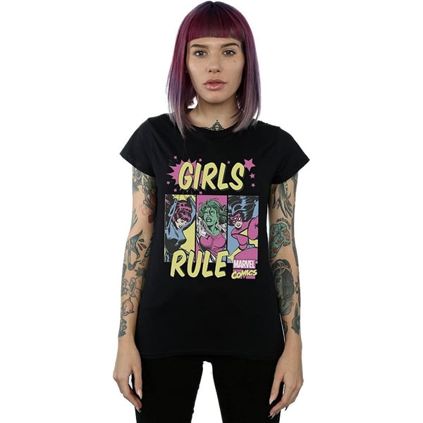Marvel Comics Womens/Ladies Girls Rule Cotton Boyfriend T-Shirt