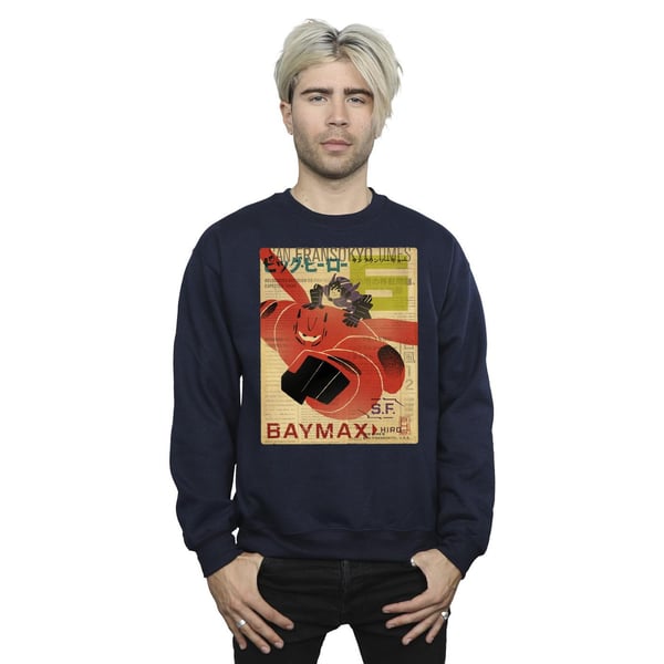 Disney Mens Big Hero 6 Baymax Flying Baymax Newspaper Sweatshirt