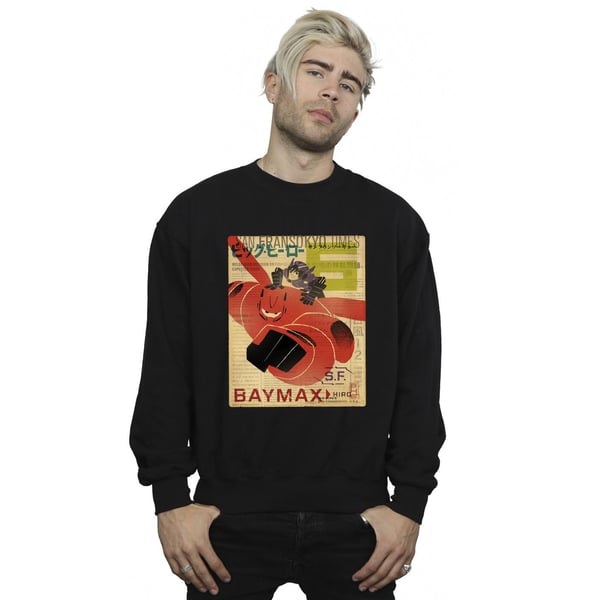 Disney Mens Big Hero 6 Baymax Flying Baymax Newspaper Sweatshirt