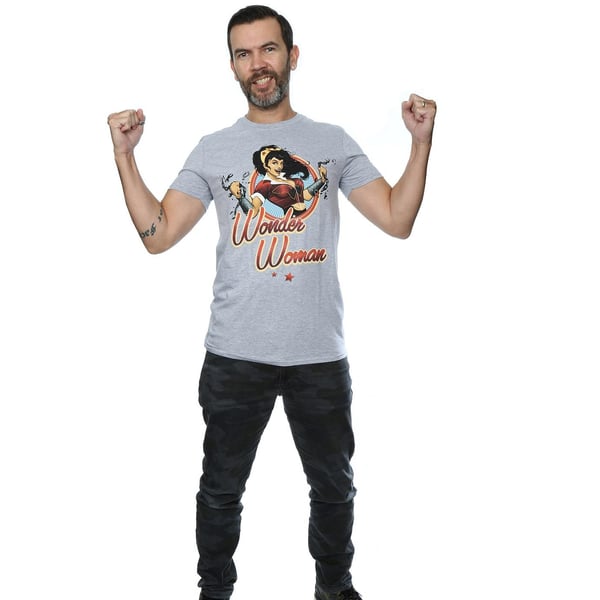 DC Bombshells Mens Wonder Woman Badge Heather T-Shirt