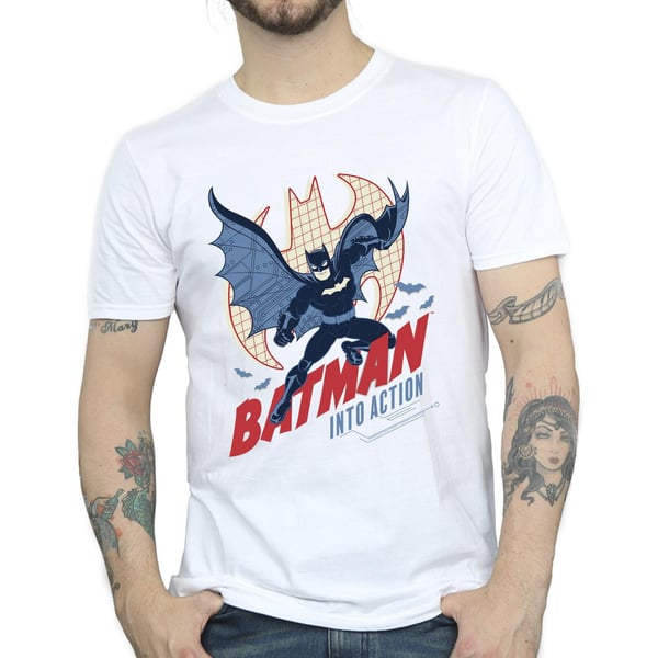 DC Comics Mens Batman Into Action T-Shirt