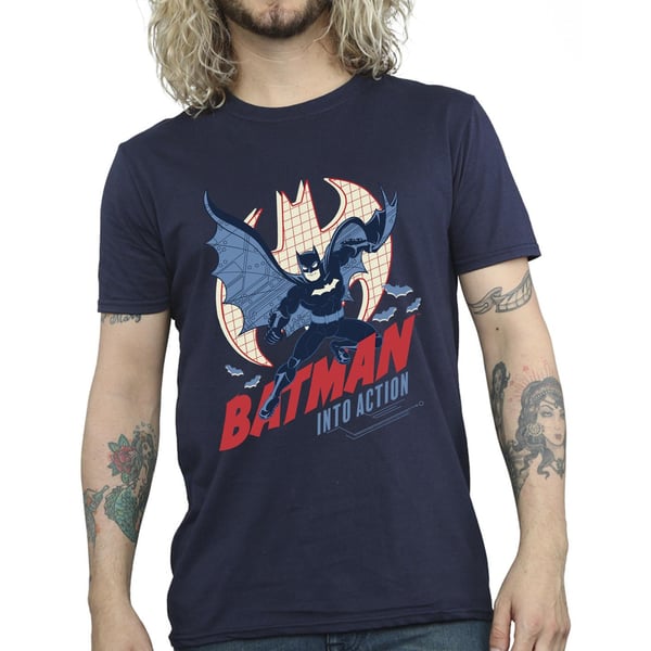 DC Comics Mens Batman Into Action T-Shirt