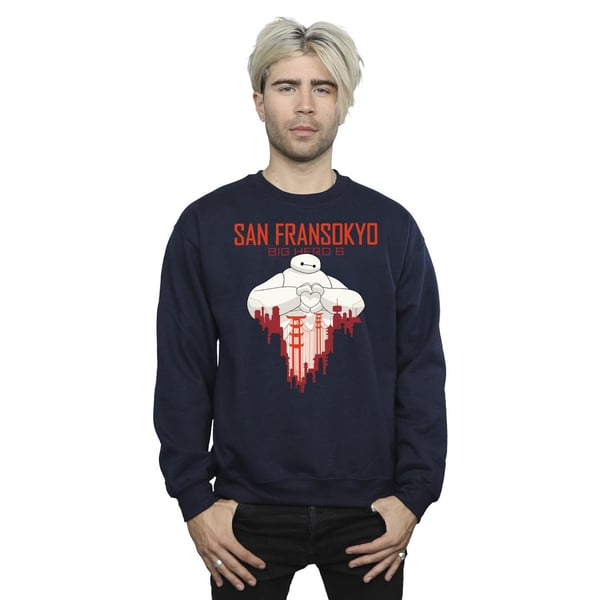 Disney Mens Big Hero 6 Baymax San Fransokyo Heart Sweatshirt