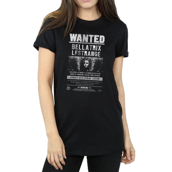 Harry Potter Womens/Ladies Bellatrix Lestrange Wanted Poster Cotton Boyfriend T-Shirt