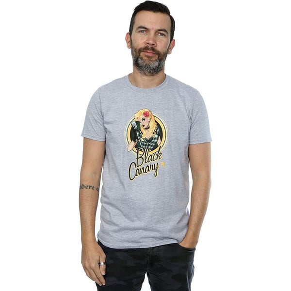 DC Bombshells Mens Black Canary Badge Heather T-Shirt