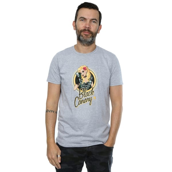 DC Bombshells Mens Black Canary Badge Heather T-Shirt