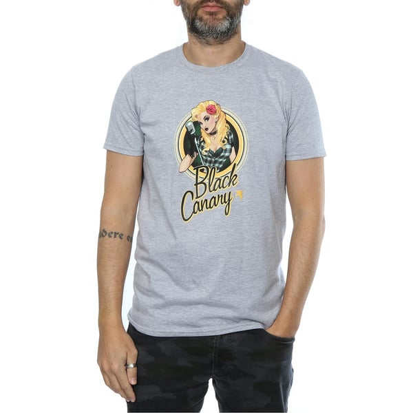 DC Bombshells Mens Black Canary Badge Heather T-Shirt
