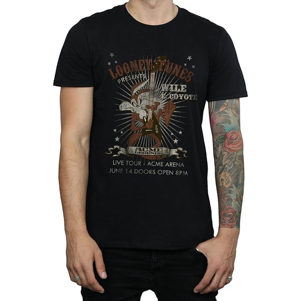 Looney Tunes Mens Wile E Coyote Guitar Cotton T-Shirt