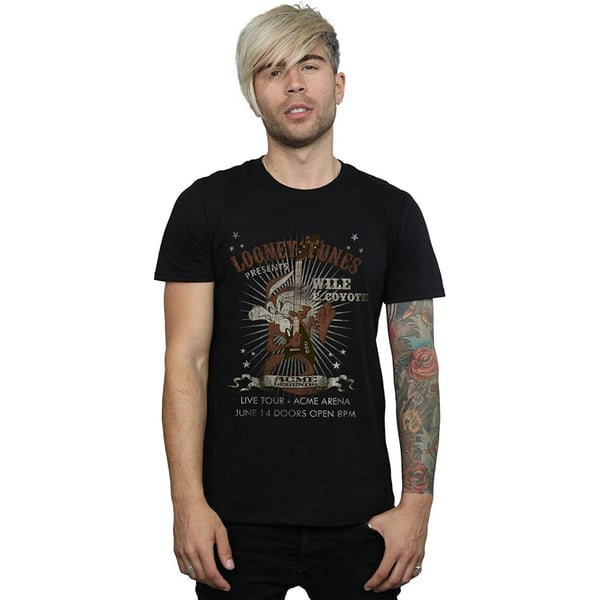 Looney Tunes Mens Wile E Coyote Guitar Cotton T-Shirt