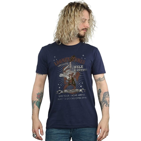 Looney Tunes Mens Wile E Coyote Guitar Cotton T-Shirt
